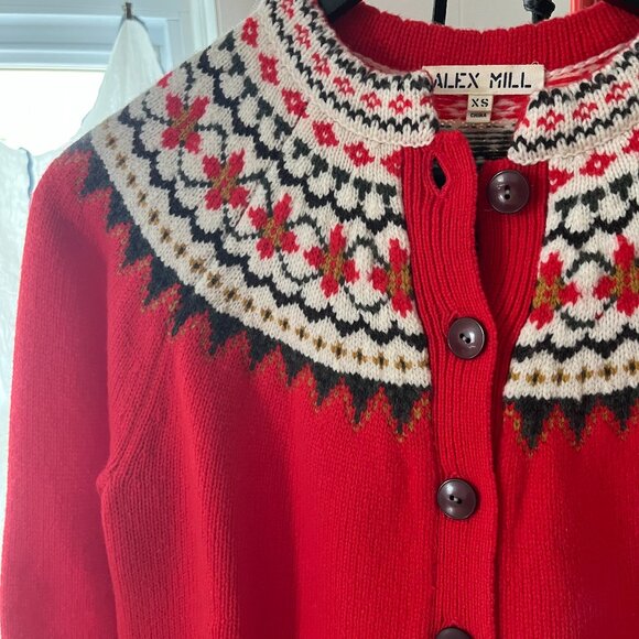 Alex Mill Hilde Fair Isle Cadigan - Flame Multi - Picture 4 of 4